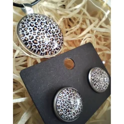 Online Osterkörbchen mal anders - Schmuckschälchen befüllt mit Schmuckset Ohrstecker+ Kette "Leopard" Leo Leoprint Osterkörbchen