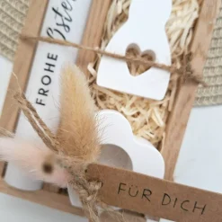 Ostern Geschenkset Ostergeschenk Hase mit Herz klein Kerzenhalter Herz Kerzenset Stabkerze Kerzenbox Holzbox Mitbringsel Osterkerzen
