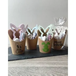 Online Ostern to go Set: Handgemachtes Hasen-Trio aus Profiplast 200 im Becher – Geldgeschenk & Deko in 4 Farben Osterkörbchen