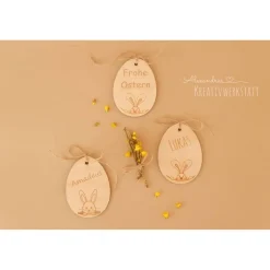 Osterkörbchen|AlexandrasKreativwerkstatt Osternest personalisiert, Ostern, Geschenkidee, Namensschild, Osterdeko, Ostergeschenk, Holzanhänger, Osternest