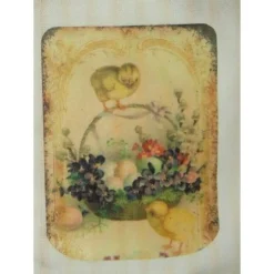 Clearance Ostertasche grün weiß aus Stoff mit Bügelbild Osterkorb mit Küken und Eier Osterkörbchen