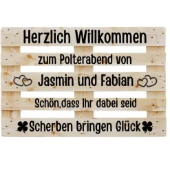 Discount Palettenbeschriftung Polterabend , Diy Hochzeitspalette personalisierter Aufkleber Hochzeitspaar Palette in 2 Farben Hochzeitsdeko