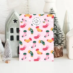 Discount Papiertüten Set *Santa is coming* / Motiv 3 / Flachbeutel in versch. Größen für Advent und Weihnachten Weihnachtstüten
