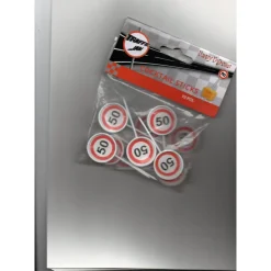 Sale Party Picks Verkehrsschild 50 – 12 Kunststoff Cocktail Sticks, 7,5 x 3 cm Dekoration