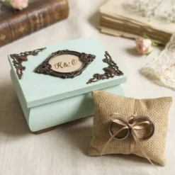 New Pastell mintfarbene Ringdose Ringkissen personalisierbar mit Monogramm Datum Ehering Hochzeit Ringkästchen Ringträger Ringkissen