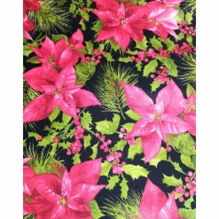 Sale Patchworkstoff Rote Iluxbeeren mit grünen Blättern auf schwarzem Hintergrund Maywood Studio Nr. 027 Weihnachtsstoffe