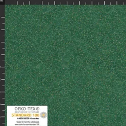 Online Patchworkstoff Star Springle,  grüner Quiltstoff mit  goldenen und grünen unregelmässigen Pünktchen. Weihnachtsstoffe