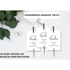 Hochzeitsgästebuch|wasgluecklichmacht PDF Wunderkerzen Anhänger für Hochzeitstanz | DIY Wunderkerzen Anhänger zum selbst drucken | Lasst Funken sprühen