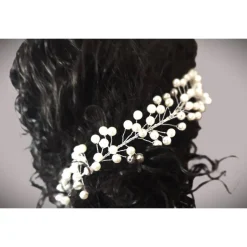 Accessoires|Tinas Schmucktruhe Perlen-Haarranke , Braut Haarschmuck, silber-weiss