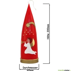 Sale Personalisierbare rote Weihnachtskerze in Kegelform mit Engel & Stern – Deko für Advent & Weihnachten Kerzen & Beleuchtung