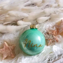 Outlet Personalisierte Christbaumkugel / Weihnachtskugel mit Name oder Wunschtext - aus Glas - Ø 6 cm - Geschenkidee Baumschmuck Personalisierbar