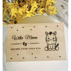Dekoration|KreativePeri Personalisierte Erinnerungskiste für Babys - Tiergruppe Safari  - Personalisiert mit Name & Datum - Holzbox