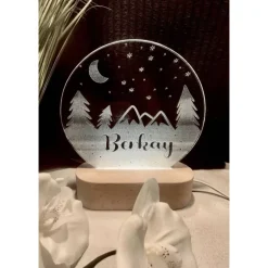 Best Personalisierte  Geschenk-  Deko Nachtlicht - Geschenk Geburtstag  -Weihnachtgeschenk für alle Familien-Winter-Wald-Mond Weihnachtsgeschenke