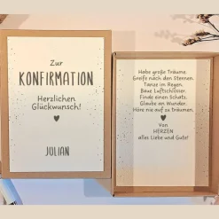 Sale Personalisierte Geschenkbox zur Konfirmation – Stilvolle Geldgeschenk Verpackung mit Karte & Namen Geldgeschenke