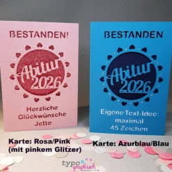 Best Personalisierte Glückwunschkarte zum Abitur 2026 – Liebevoll handgefertigt in vielen Farben!  Motiv Herz Glückwunschkarten