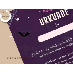 Einladungskarten|Herzblutmaedl Personalisierte Halloween-Urkunden - Perfekt für Halloweenpartys und DIY-Projekte - digitaler Download DIN A4 | Spiele f