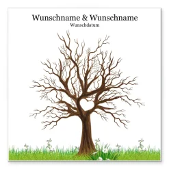 Hochzeitsgästebuch|MADYES Personalisierte Hochzeit Fingerabdruck Leinwand – Gästebuch Baum 50x50 cm – Traumhaftes Geschenk zur Trauung