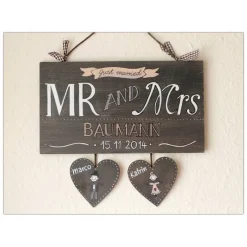 Personalisierte Hochzeitsgeschenk Türschild Holz – Handgemacht mit Namen & Hochzeitsdatum Gastgeschenke