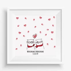 Best Personalisierte Hochzeitsgästebuch Leinwand – Wedding Tree Fingerabdruck mit Herzen & Namen – Geschenk Brautpaar 50x50 c Hochzeitsgästebuch