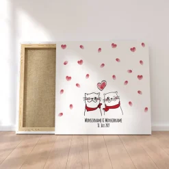 Best Personalisierte Hochzeitsgästebuch Leinwand – Wedding Tree Fingerabdruck mit Herzen & Namen – Geschenk Brautpaar 50x50 c Hochzeitsgästebuch