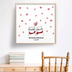 Best Personalisierte Hochzeitsgästebuch Leinwand – Wedding Tree Fingerabdruck mit Herzen & Namen – Geschenk Brautpaar 50x50 c Hochzeitsgästebuch