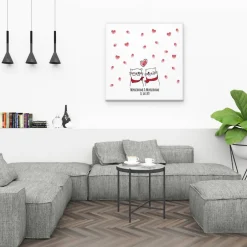 Best Personalisierte Hochzeitsgästebuch Leinwand – Wedding Tree Fingerabdruck mit Herzen & Namen – Geschenk Brautpaar 50x50 c Hochzeitsgästebuch