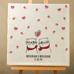 Best Personalisierte Hochzeitsgästebuch Leinwand – Wedding Tree Fingerabdruck mit Herzen & Namen – Geschenk Brautpaar 50x50 c Hochzeitsgästebuch