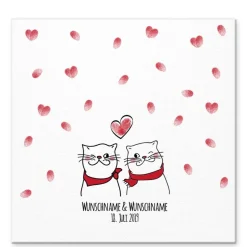 Best Personalisierte Hochzeitsgästebuch Leinwand – Wedding Tree Fingerabdruck mit Herzen & Namen – Geschenk Brautpaar 50x50 c Hochzeitsgästebuch