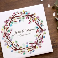 Outlet Personalisierte Hochzeitsgästebuch Leinwand – Wedding Tree Fingerabdruck – Geschenk für Brautpaar & originelle Hochzeits Hochzeitsgästebuch