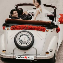 Clearance Personalisierte Hochzeitskennzeichen mit Namen – 2 Stück, Deko fürs Hochzeitsauto, Wunschtext Hochzeitsdeko