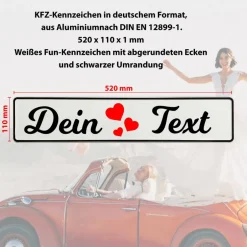 Clearance Personalisierte Hochzeitskennzeichen mit Namen – 2 Stück, Deko fürs Hochzeitsauto, Wunschtext Hochzeitsdeko