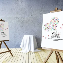 Hot Personalisierte Hochzeitsgästebuch Leinwand – Wedding Tree Fingerabdruck mit Herzen & Namen – Geschenk Brautpaar 50x50 c Hochzeitsgästebuch