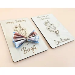 Discount Personalisierte Karte zum Geburtstag Happy Birthday Alles Gute Holzkarte Geldgeschenk Geburtstagskarte-Wunschzahl+Blumen Geldgeschenke