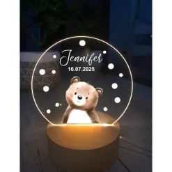 Best Personalisierte LED-Nachtlampe Waldtiere – Nachtlicht fürs Kinderzimmer mit Namen, Perfektes Geschenk zur Geburt, Taufe Dekoration