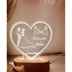Sale Personalisierte Liebeslampe in Herzform Brautpaar ,Hochzeitsgeschenk,Tauben Accessoires