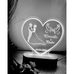 Sale Personalisierte Liebeslampe in Herzform Brautpaar ,Hochzeitsgeschenk,Tauben Accessoires