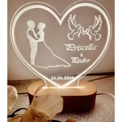 Sale Personalisierte Liebeslampe in Herzform Brautpaar ,Hochzeitsgeschenk,Tauben Accessoires