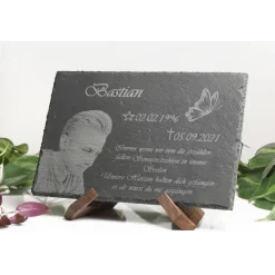 Best Personalisierte Schiefertafel 30x20cm – Grabstein & Gedenktafel mit Wunschgravur für Urnengrab Gedenksteine