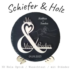 Clearance Personalisierte Schiefertafel mit 3D-Holzgravur – Perfekt als Geschenk für Hochzeit, Verlobung, Hochzeitstag Hochzeitsgeschenke