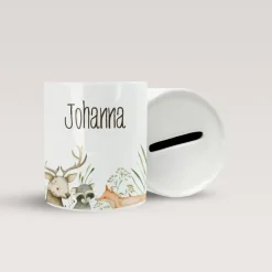Sale Personalisierte Spardose *Waldfreunde* aus Keramik mit Name für Kinder / Geschenk zur Einschulung, Geburt und Taufe Geldgeschenke