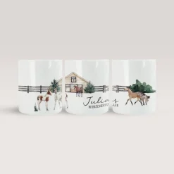 Online Personalisierte Spardose *Pferdehof* aus Keramik mit Name für Kinder / Geschenk für Einschulung, Geburt und Taufe Geldgeschenke