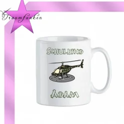 Einschulung|Traumfunken Personalisierte Tasse Einschulung mit Namen / Hubschrauber, Polizei, Feuerwehr, Bundeswehr