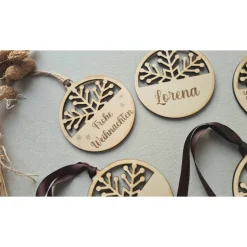 Best Personalisierte Weihnachtskugel aus Holz / eigener Text möglich Weihnachtsaccessoires