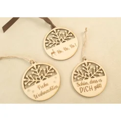Best Personalisierte Weihnachtskugel aus Holz / eigener Text möglich Weihnachtsaccessoires
