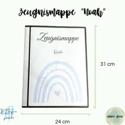Best Personalisierte Zeugnismappe, blauer Regenbogen, Geschenk Einschulung, Schulkind, Zeugnisordner, Schulstart, Mappe Kinder Einschulung