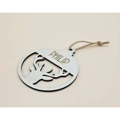 Personalisierter Anhänger für Weihnachtsbaum und Geschenk Reh Geweih Holzanhänger Christbaum Tannenbaum Weihnachtskugel Baumschmuck Personalisierbar