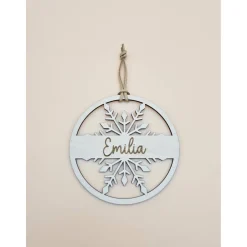 Baumschmuck Personalisierbar|ArtiksHolzWunder Personalisierter Anhänger für Weihnachtsbaum & Geschenk Schneeflocke Holzanhänger Weihnachtskugel Tannenbaum mit Name