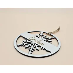 Baumschmuck Personalisierbar|ArtiksHolzWunder Personalisierter Anhänger für Weihnachtsbaum & Geschenk Schneeflocke Holzanhänger Weihnachtskugel Tannenbaum mit Name