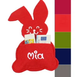 Best Personalisierter Filzhase mit Füße und Tasche in verschiedenen Farben - Geldgeschenkverpackung zu Ostern mit Name Geschenkverpackungen