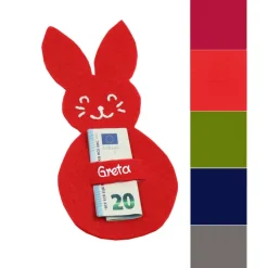 Discount Personalisierter Filzhase rund mit Einstecklasche in verschiedenen Farben Geldgeschenkverpackung zu Ostern mit Name Geschenkverpackungen